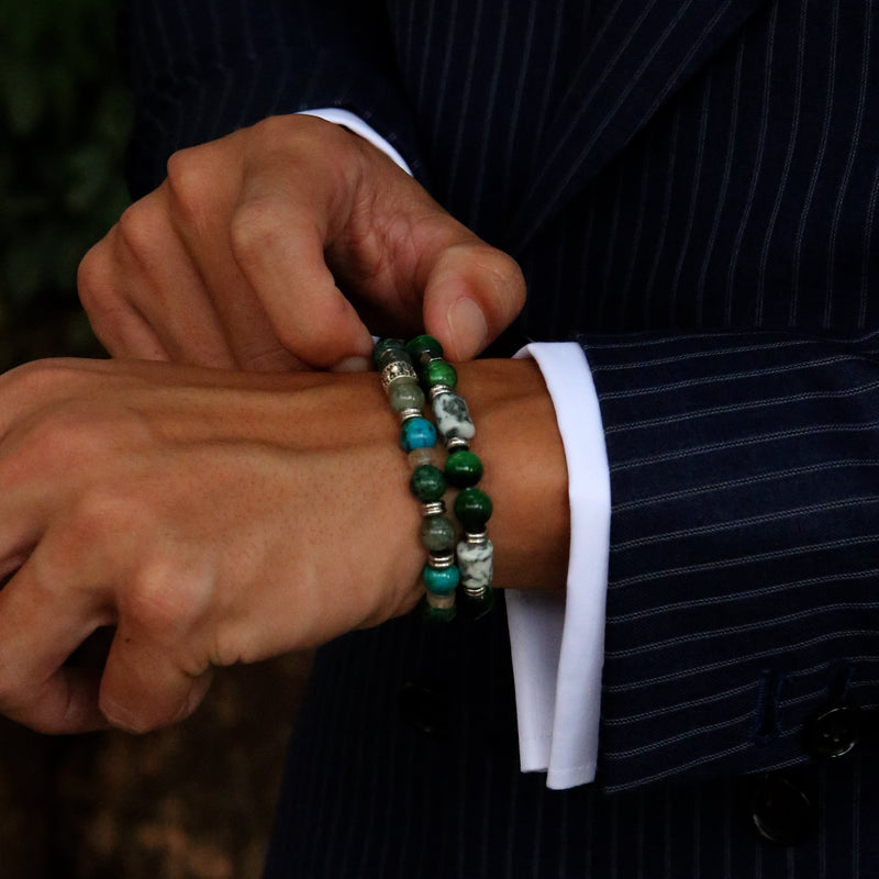 Sunday Stack: Mens Turquoise & Tiger Eye Bead Bracelet & Bali Sterling –  Bhoma Jewelry