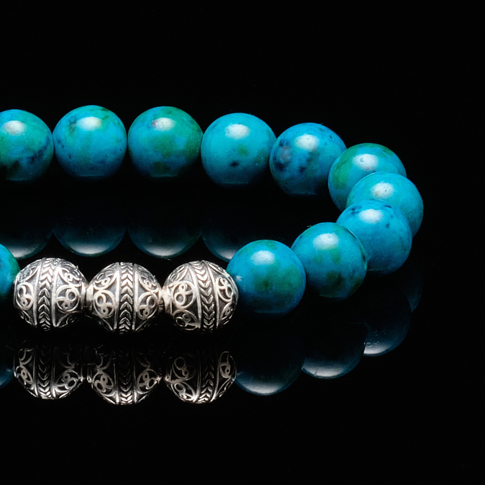 Exquisite Turquoise Jewelry for Men | Silver Turquoise Beaded Bracelets 10mm