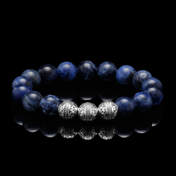 azuro republic men accessories: mens blue sodalite stone beaded bracelet healing gemstone jewelry gold bracelet gift for men