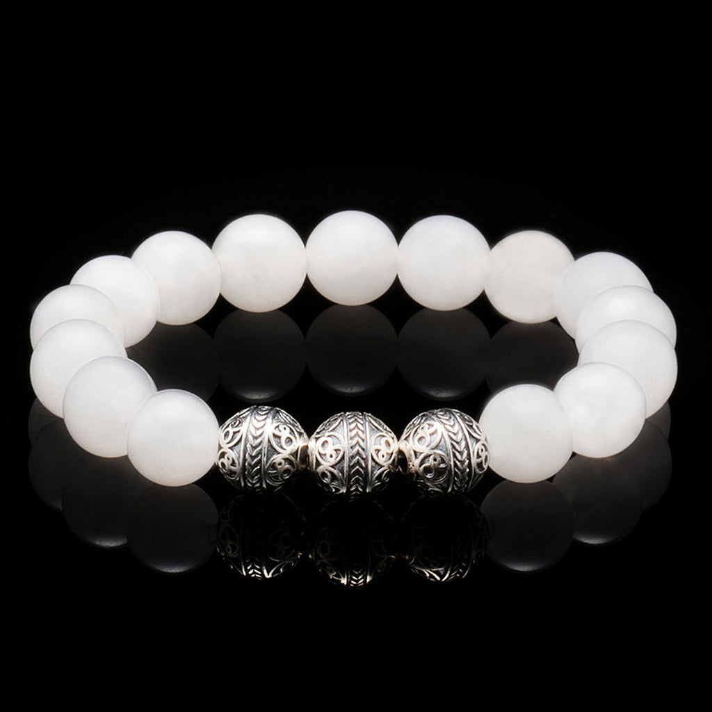 SILVER CLASSIC WHITE JADE BRACELET AZURO Republic Mens