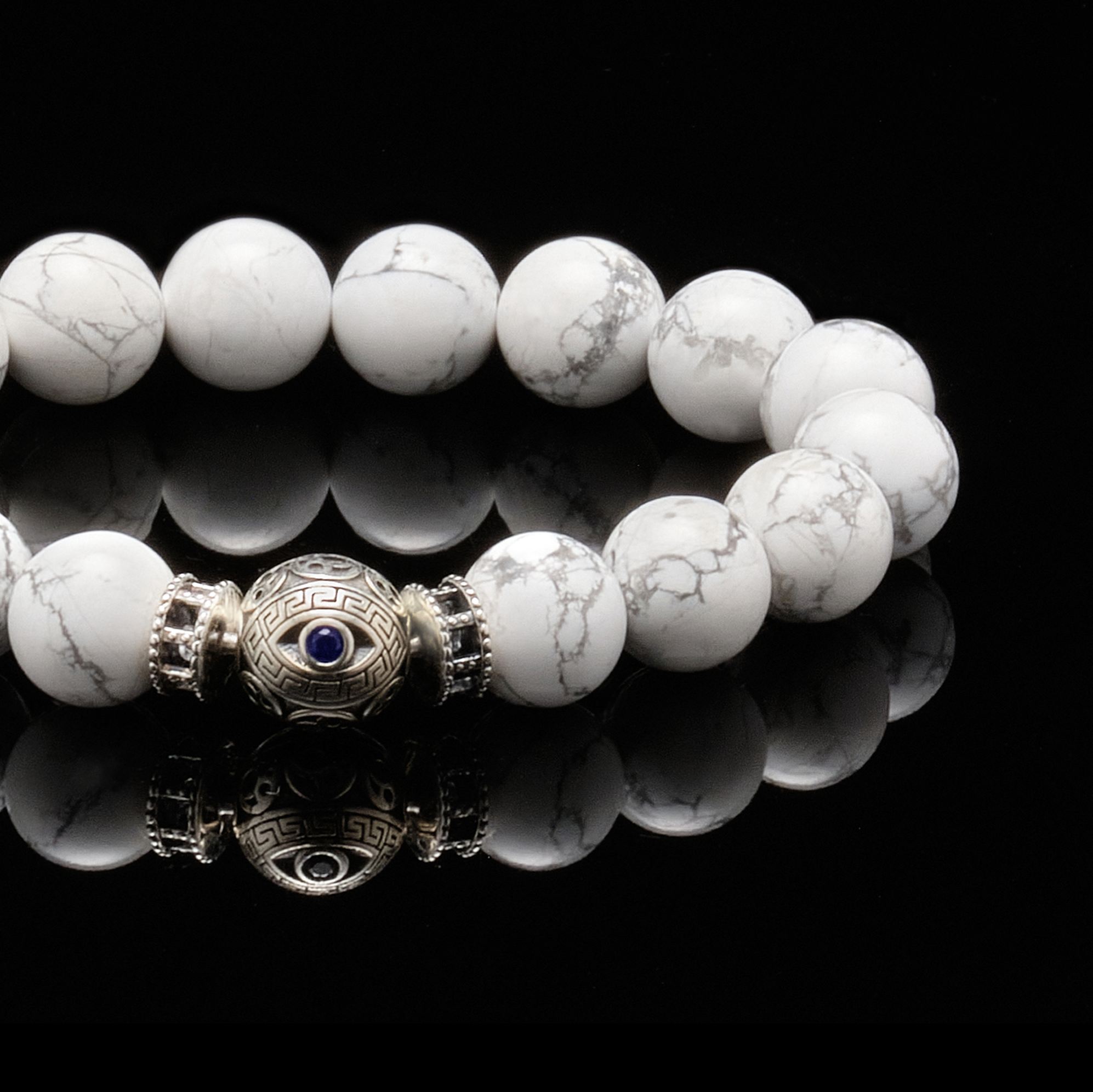 The Silver Blue Evil Eye Howlite Bracelet