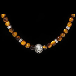 Beaded Angel Wing Necklace with Tiger Eye